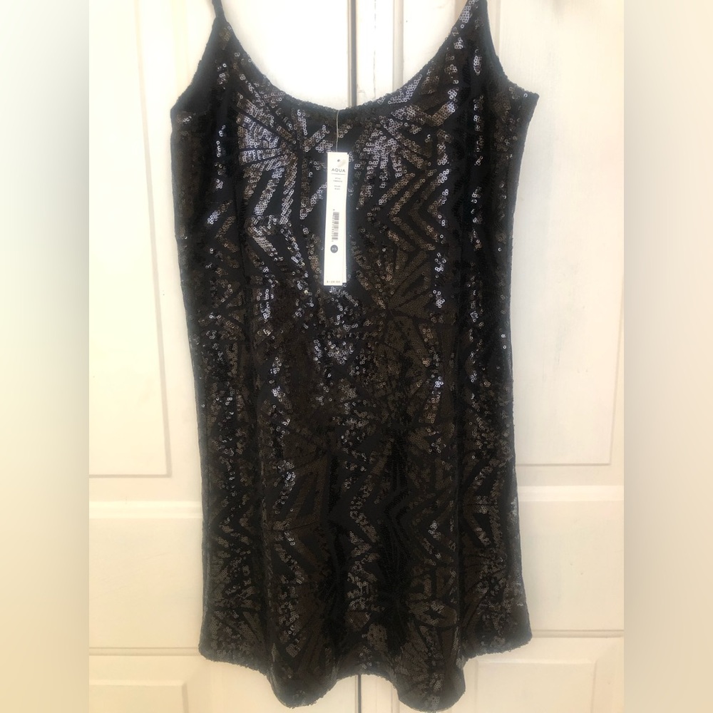 NEW!  Aqua Sequin Mini Dress - Picture 3 of 9